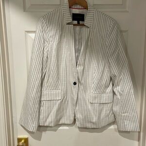 White Pinstripe Suit Jacket